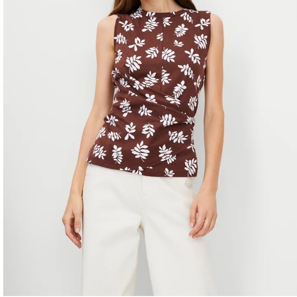 Ann Taylor- Leafed Pima Cotton Asymmetrical Shell size Small